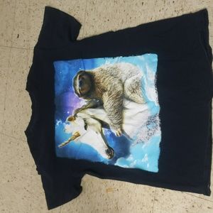 Distressed sloth and unicorn graphic tee